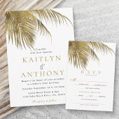 Invitation Elégant Palm Tree Plage Tropical Mariage