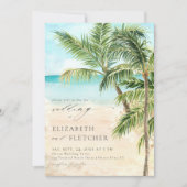 Invitation Elégant Palm Tree Plage Tropical Mariage (Devant)