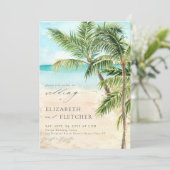 Invitation Elégant Palm Tree Plage Tropical Mariage (Debout devant)