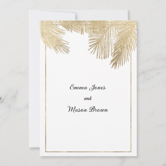 Invitation Élégant palmier blanc Mariage tropical (Dos)