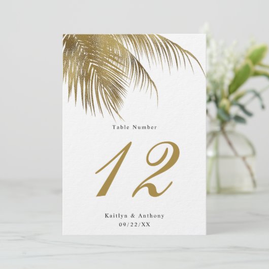Invitation Elégant palmier tropical Plage Table de Mariage No (Debout devant)