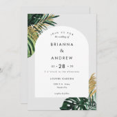 Invitation Élégant, Palmier Vert, Arche (Devant / Derrière)