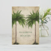 Invitation Élégant Palmier Vert Moderne Mariage de Champagne  (Debout devant)