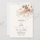 Invitation Elégant Pampas Fleur sauvage Boho Grass Mariage (Devant)