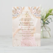 Invitation Elégant Pampas Grass Floral Primer Añito Bautizo (Debout devant)