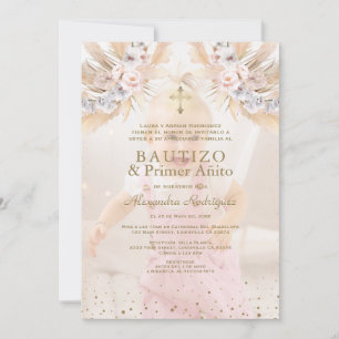 Invitation Elégant Pampas Grass Floral Primer Añito Bautizo