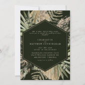 Invitation Élégant Pampas Mariage noir & crème (Devant)