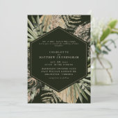 Invitation Élégant Pampas Mariage noir & crème (Debout devant)