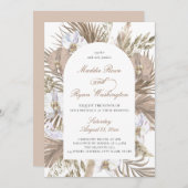 Invitation Élégant Pampas Pampas Pampas Rose & Tan Boho Maria (Devant / Derrière)
