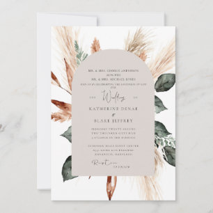 Invitation Élégant Pampas Tan Mariage chrétien géométrique