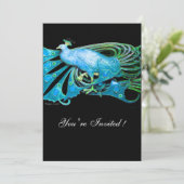 INVITATION ÉLÉGANT PAON AQUA BLEU NOIR TEAL MARIAGE FÊTE (Debout devant)