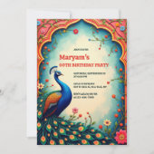 Invitation Elégant paon floral indien 60e anniversaire (Devant)
