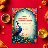 Elégant paon floral indien 60e anniversaire
