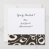 INVITATION ÉLÉGANT PAON NOIR ARGENTÉ, MONOGRAMME DE RUBIS ROU (Dos)