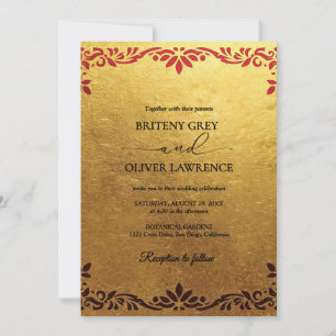 Invitation Elégant Papel Or Picado - Red Floral désherbage