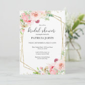 Invitation Élégant papier doré floral géométrique Baby Shower (Debout devant)