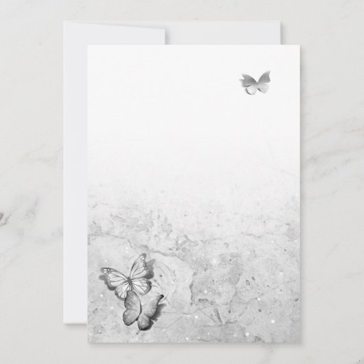 Invitation Elégant papillon argenté espagnol Quinceanera (Dos)