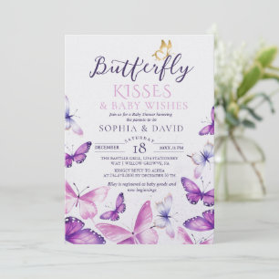 Invitation Élégant Papillon Bébé Fille Baby Shower