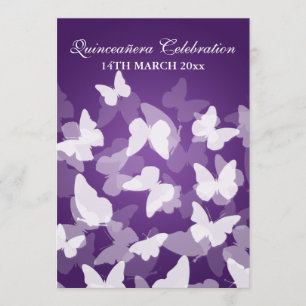 Invitation Élégant papillon du Parti Quinceañera violet