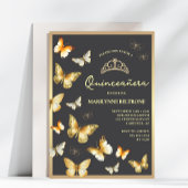 Invitation Elégant papillon en or Tiara Quinceañera