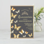 Invitation Elégant papillon en or Tiara Quinceañera (Debout devant)