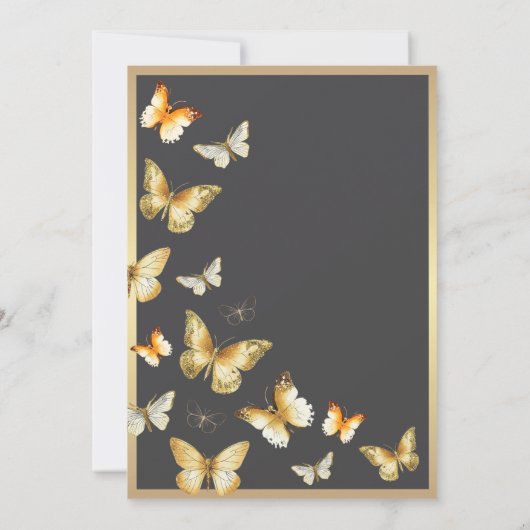 Invitation Elégant papillon en or Tiara Quinceañera (Dos)