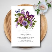 Invitation Élégant papillon et Fête des mariées en fleur
