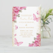 Invitation Elégant papillon et floral Nuestra Boda (Debout devant)