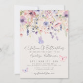 Invitation Élégant Papillon Fleur Mariage (Devant)