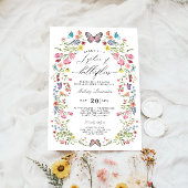 Invitation Élégant papillon Fleur sauvage Fête des mariées fl