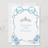 Invitation Elégant Papillon floral bleu Dusty Mis Quince (Dos)