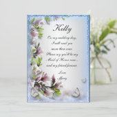 Invitation Élégant Papillon Floral Purple Maid Of Honor Card (Debout devant)