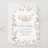 Invitation Elégant Papillon Onederful Floral 1er anniversaire (Devant)
