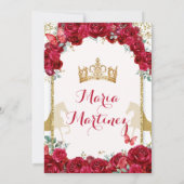 Invitation Élégant Papillon Quince Couronne Rouge Floral Mis (Dos)