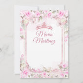 Invitation Élégant papillon rose floral Princesse Quiñceanera (Dos)