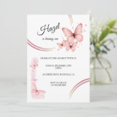 Invitation Elégant Papillon rose pâle Fleur Anniversaire (Debout devant)