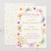 Invitation Elégant papillon sur le chemin Baby shower fille (Devant / Derrière)