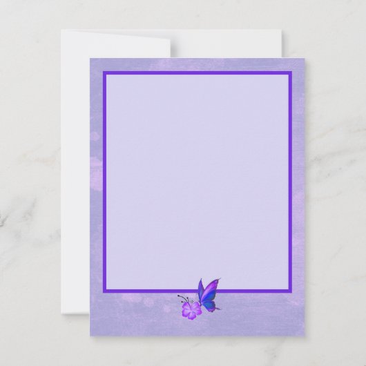 Invitation Élégant Papillon Violet & Hibiscus Enregistrer La  (Dos)