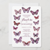 Invitation Elégant Papillons Cadre Quinceañera PERSONNALISÉ (Devant)