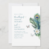 Invitation Elégant Papillons Peacock Feather Wedding Invite (Devant)