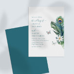 Invitation Elégant Papillons Peacock Feather Wedding Invite<br><div class="desc">Voici notre "Elegant Butterflies Peacock Feather Wedding Invitation", un choix raffiné et sophistiqué pour votre journée spéciale. Cette invitation exhale une élégance sobre avec son design délicat avec des fleurs tropicales blanches, des feuilles de monstère et de palmiers verdoyants, et des plumes de paon gracieuses, le tout accentué par des...</div>