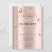 Invitation Elégant papillons Rose Gold Anniversaire (Devant)