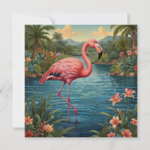 Invitation Élégant paradis tropical flamand rose