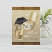 Invitation Élégant parchemin de fin d'études (Debout devant)