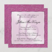 Invitation Élégant Parkling Pink Sweet 16 Parties scintillant (Devant / Derrière)