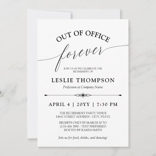 Invitation Élégant Parti de la retraite (Devant)