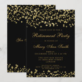 Invitation Élégant Parti de la retraite Gold Foil Confetti (Devant / Derrière)