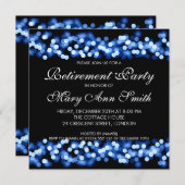 Invitation Élégant parti de retraite Blue Hollywood Glam (Devant / Derrière)