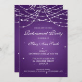 Invitation Élégant parti de retraite Chaîne d'étoiles violet (Devant / Derrière)
