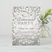 Invitation Élégant parti de retraite en argent Confetti & Lig (Debout devant)